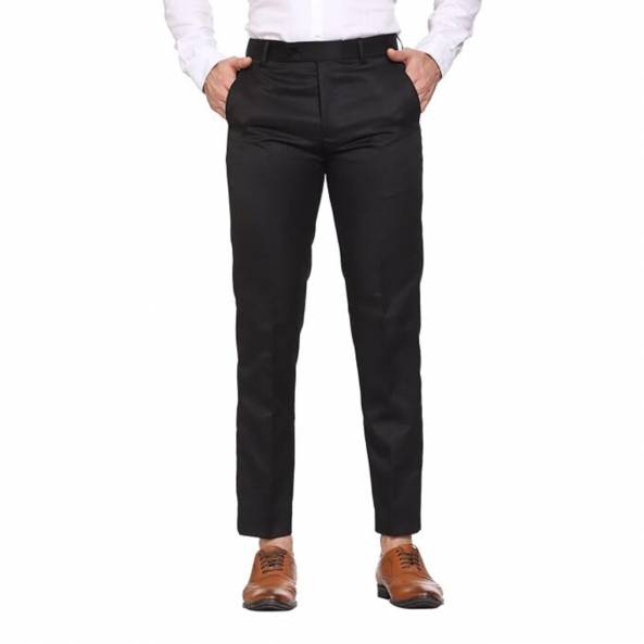Men Casual Trousers | Slim Fit Formal Pants for Men | Stylish Trousers for Men | Comfortable Office Wear Pants Black Manufacturers, Suppliers, Exporters in Surat